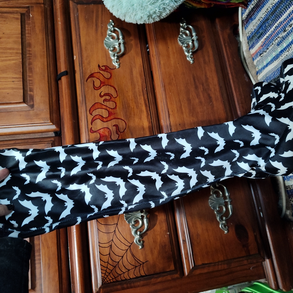 Black and White Bat Pattern Yru Platform Boots Over The Knee High